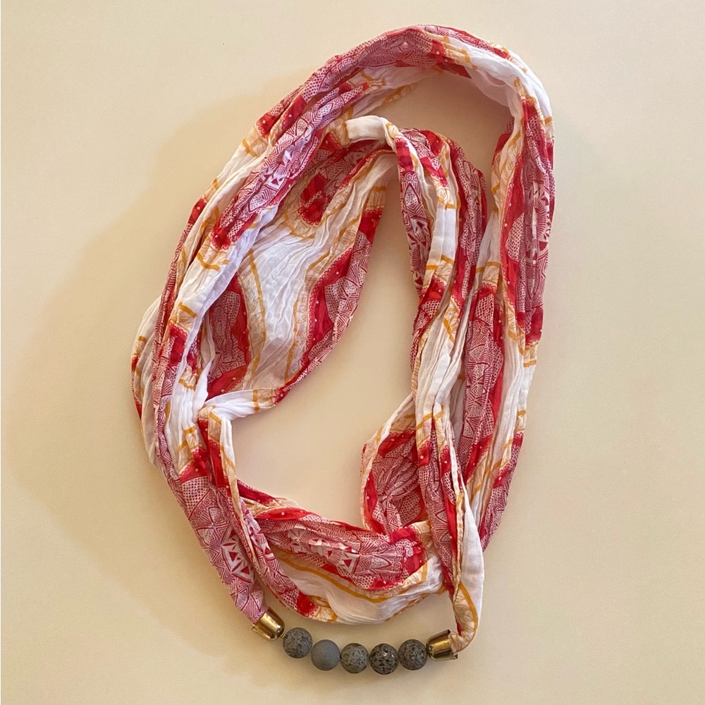Doterra Essential Oils Diffusing Scarf Lava Beads Red White Mandala Boho
